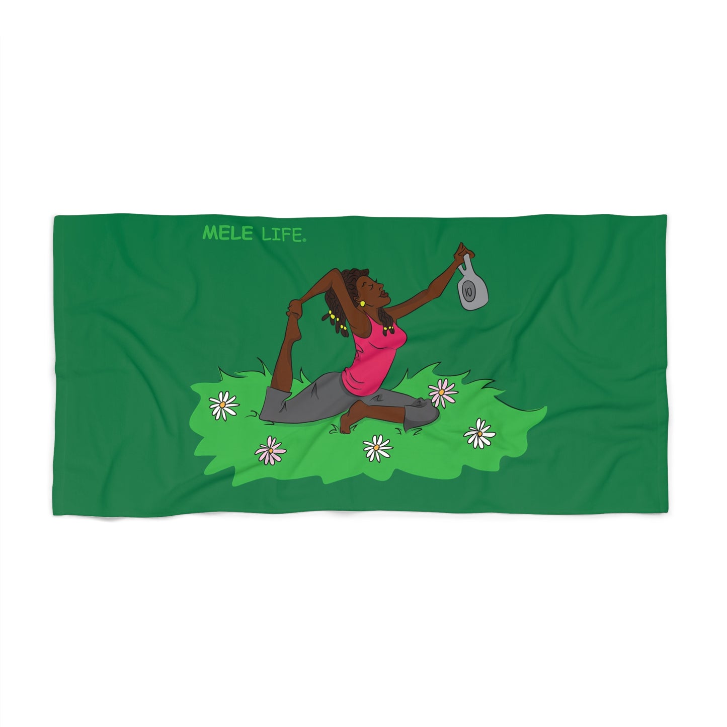 Beach, Bath & Pool Towel - Yoga Lady2  (green)