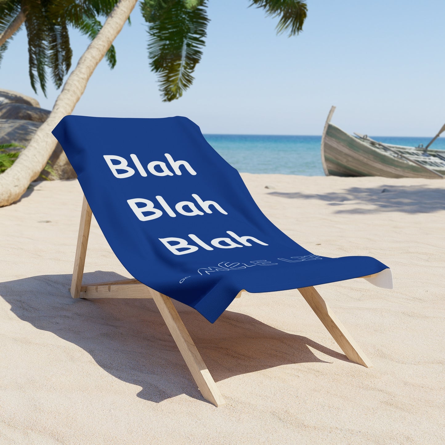 Beach, Bath & Pool Towel - Blah Blah Blah  (blue)