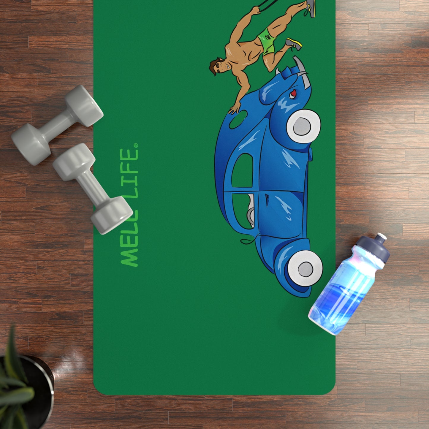 Yoga Mat - Strong brown man  (green mat)