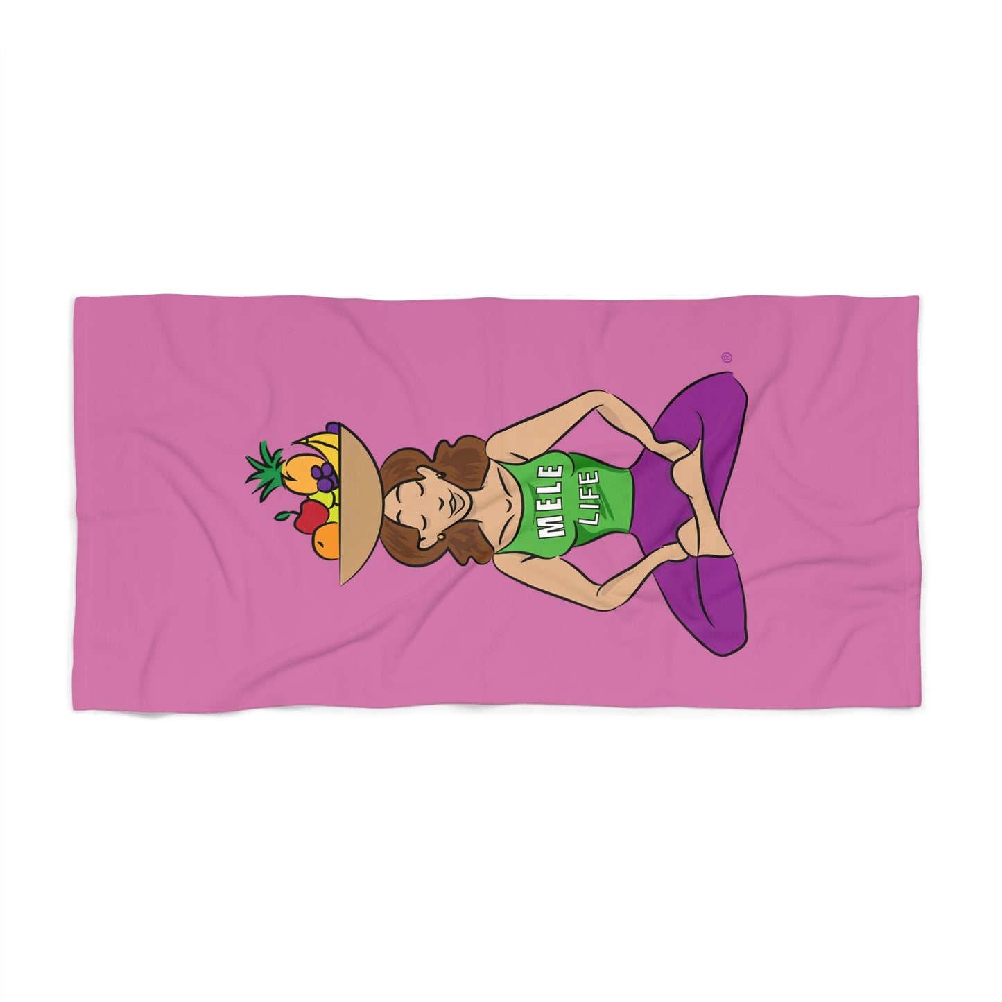 Beach, Bath & Pool Towel - Yoga Lady1  (pink)