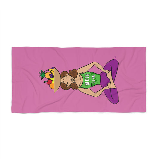 Beach, Bath & Pool Towel - Yoga Lady1  (pink)