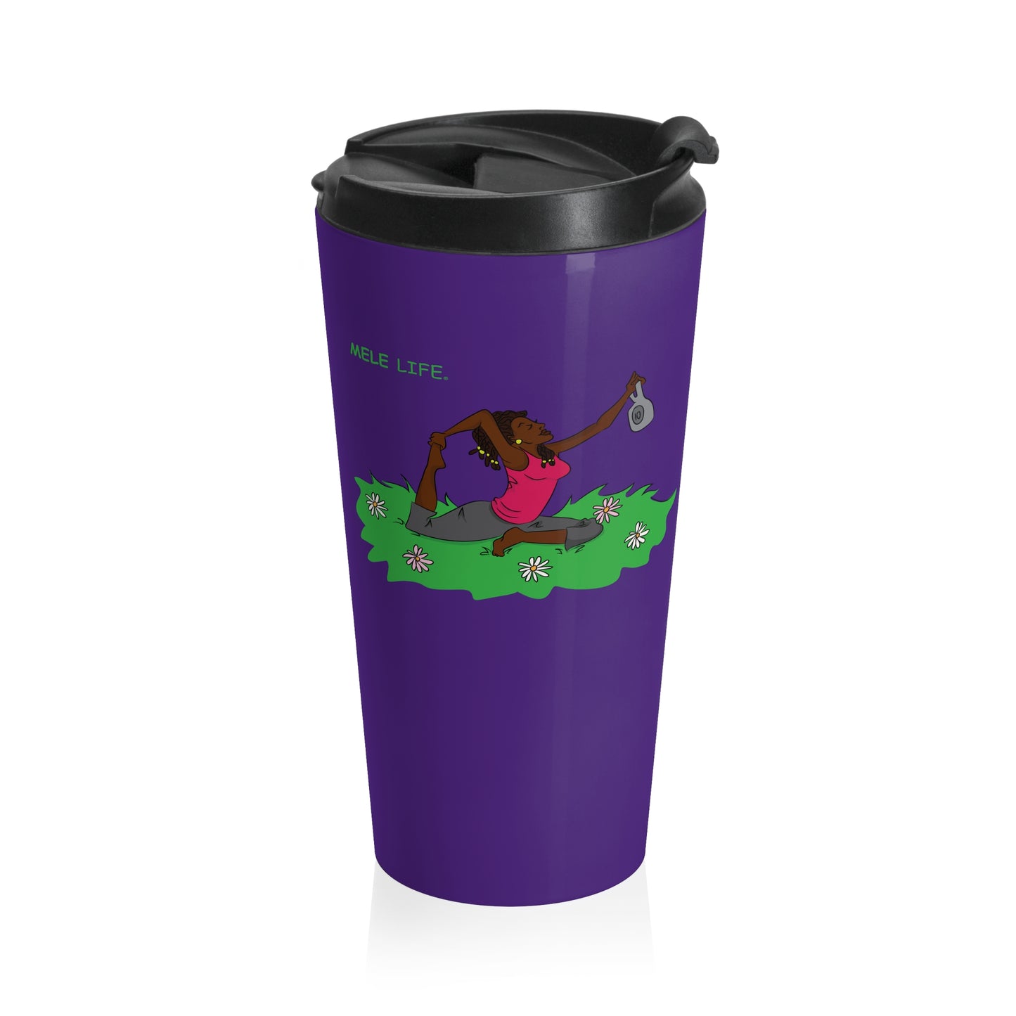 Travel Mug (15oz) - Yoga Lady 2  (purple)