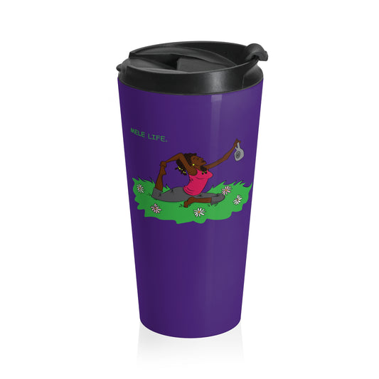Travel Mug (15oz) - Yoga Lady 2  (purple)