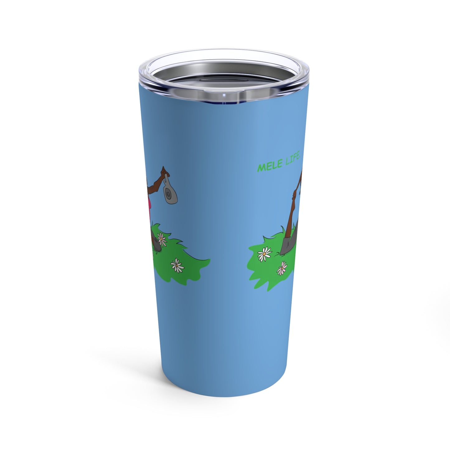 Tumbler 20oz - Yoga Lady2   (light blue)