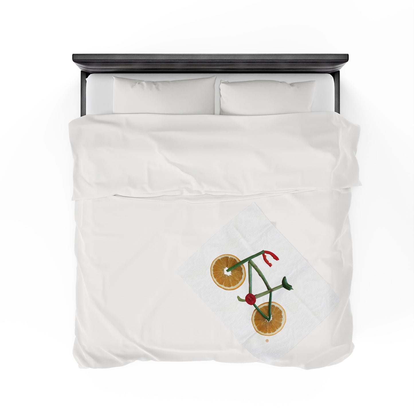 Blanket Velveteen Plush - Veggie Bike  (white)