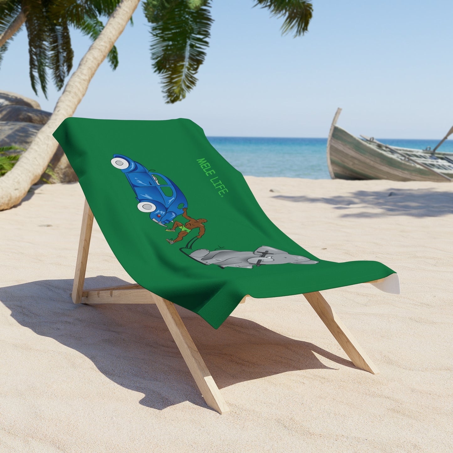 Beach, Bath & Pool Towel - Strong Black Man  (green)