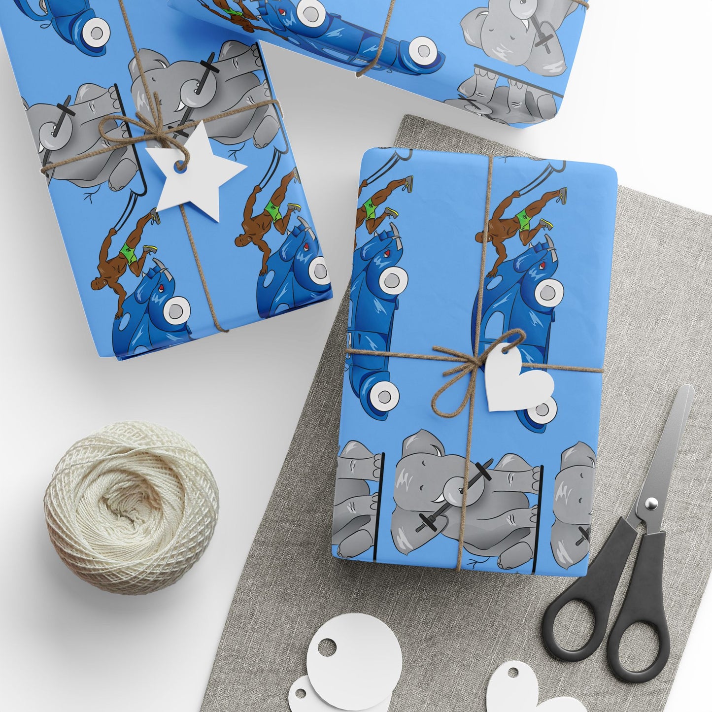 Wrapping Paper - Strong black man   (blue paper)