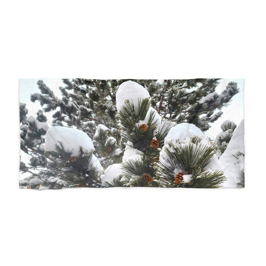 Beach, Bath & Pool Towel - Pine cones with snow