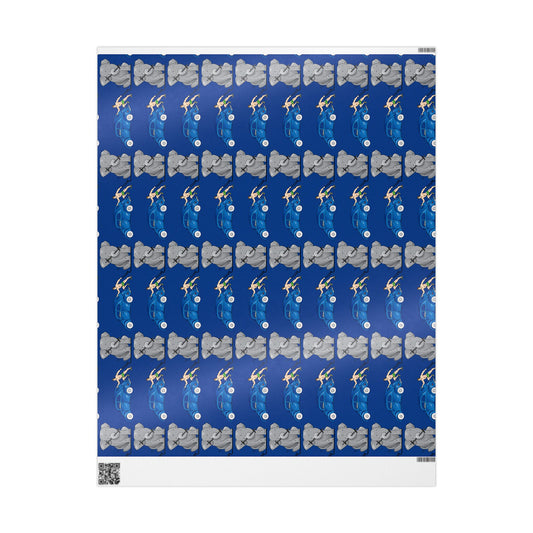 Wrapping Paper - Strong white man   (blue paper)