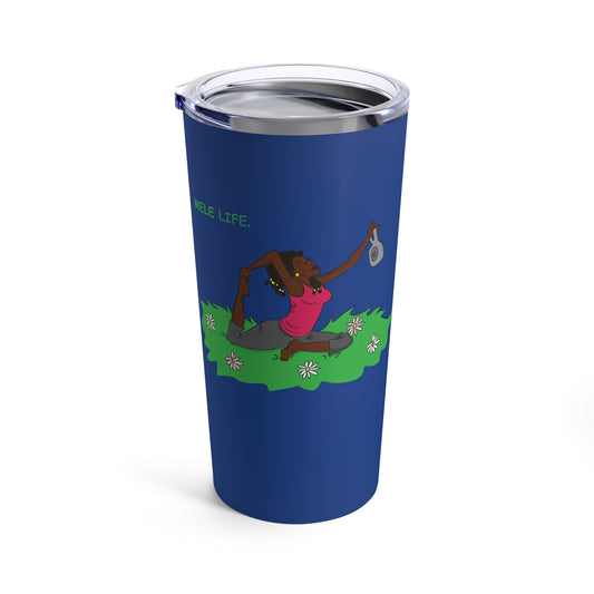 Tumbler 20oz - Yoga Lady2   (dark blue)