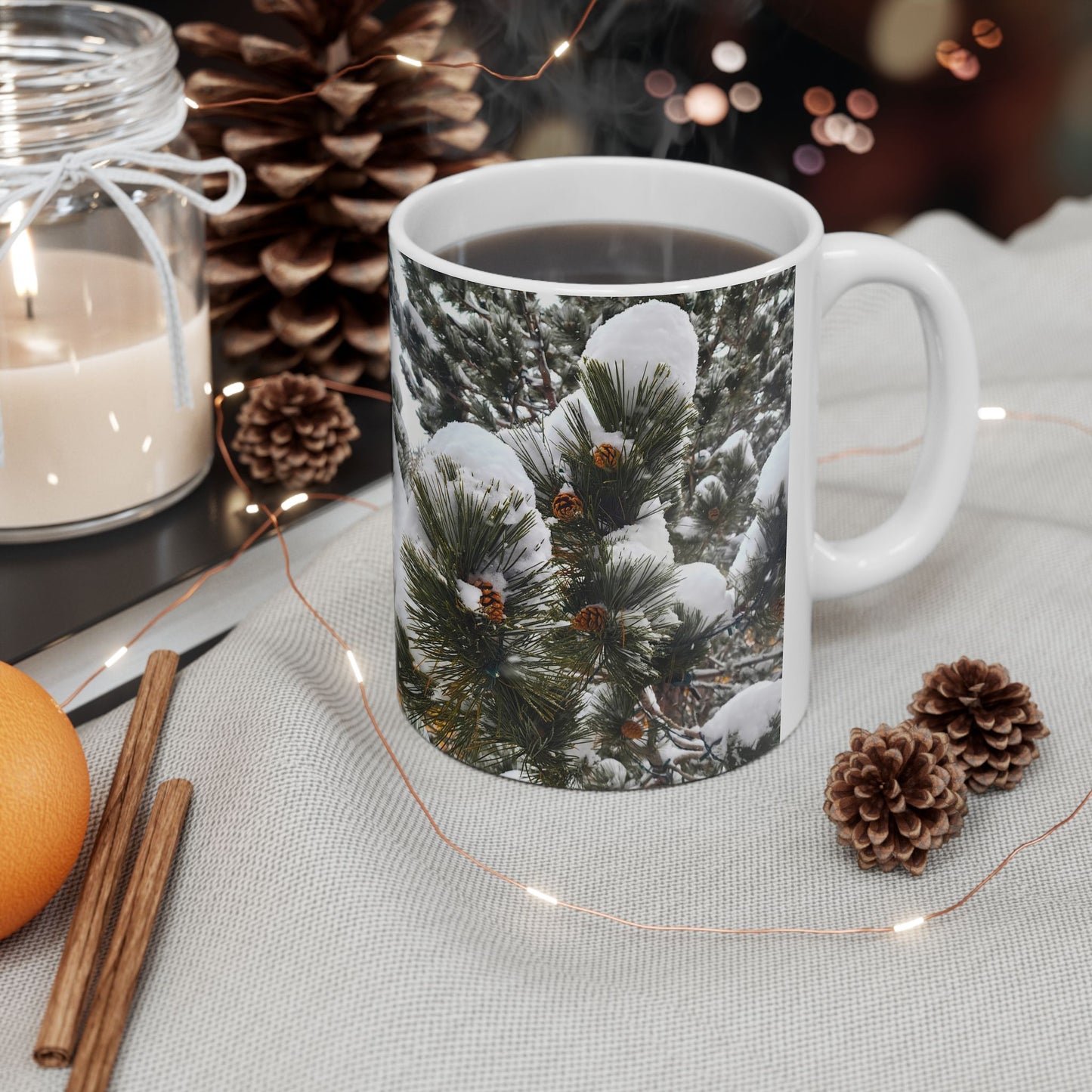 Coffee Mug (11oz/15oz) - Pine Cones in snow