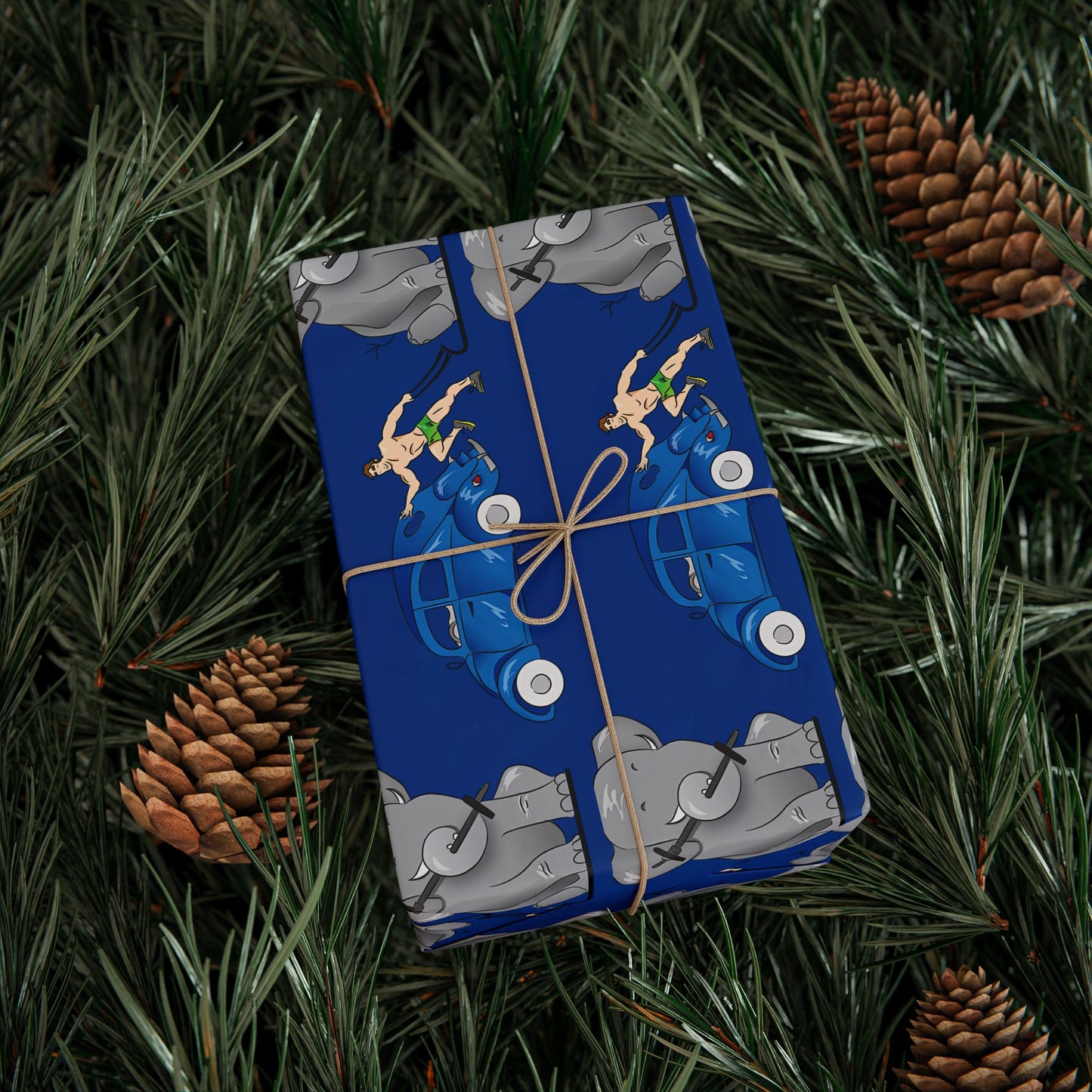 Wrapping Paper - Strong white man   (blue paper)