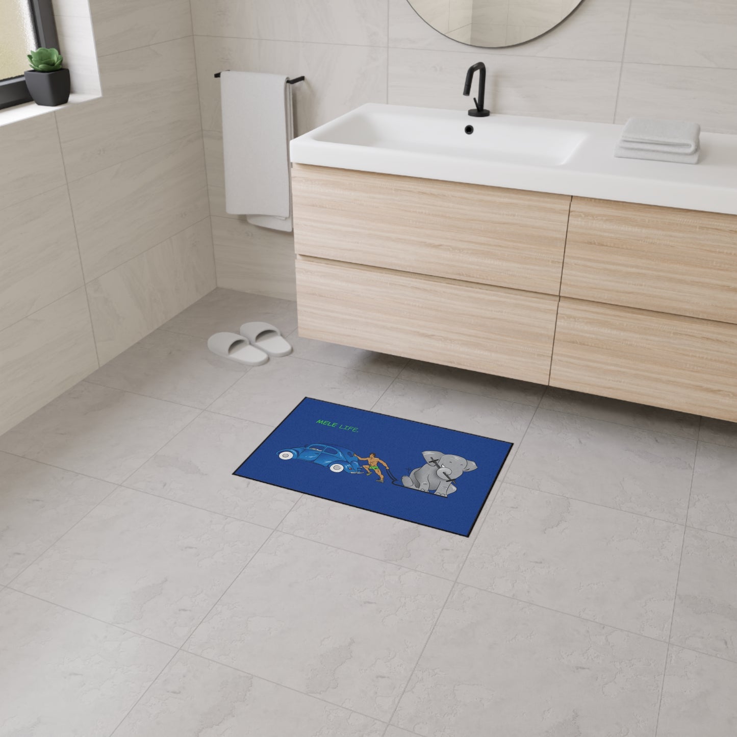 Floor Mat - Strong Brown Man  (blue)