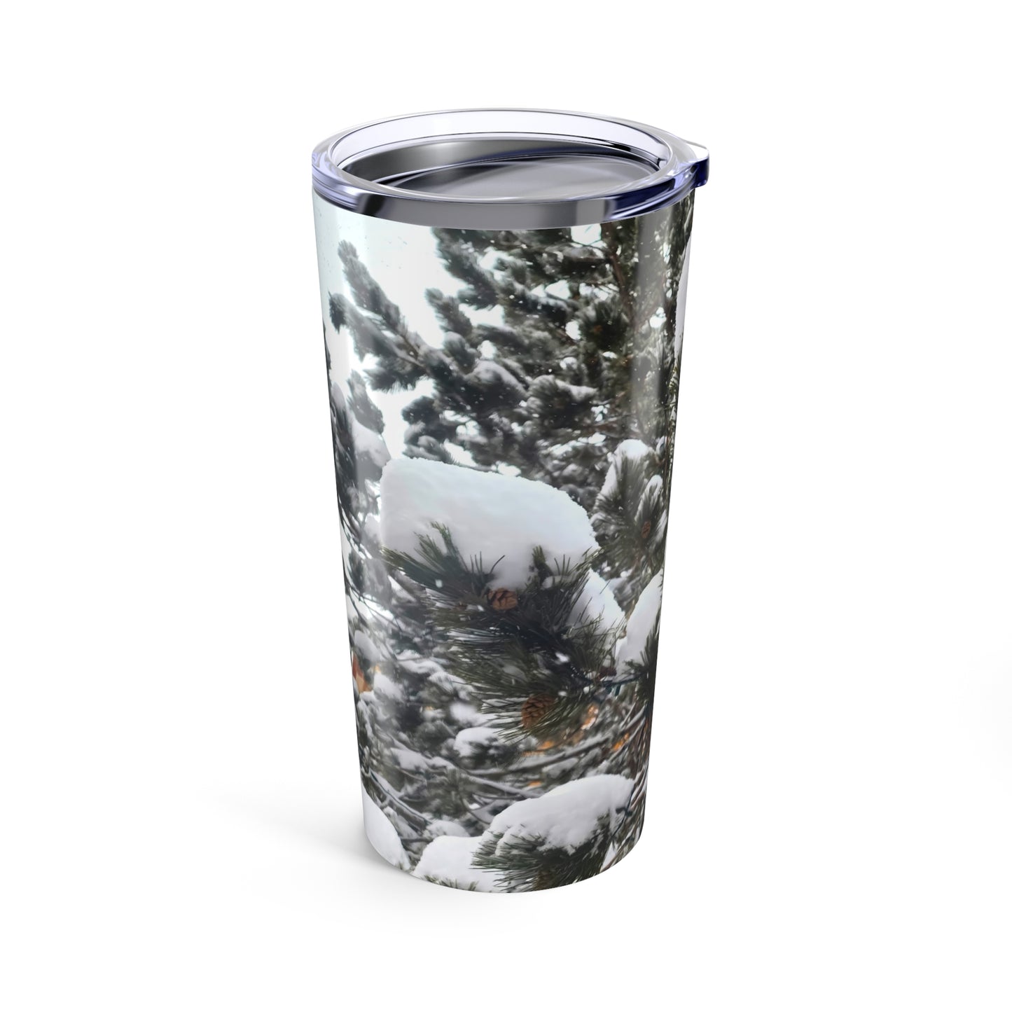 Tumbler (20oz) - Pine Cones with snow