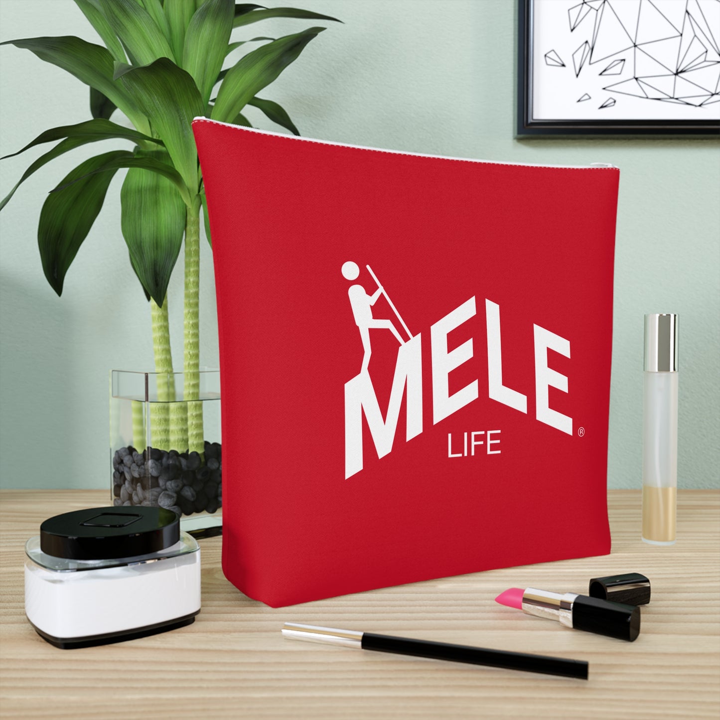 Cosmetic Bag - MELE LIFE logo   (red)