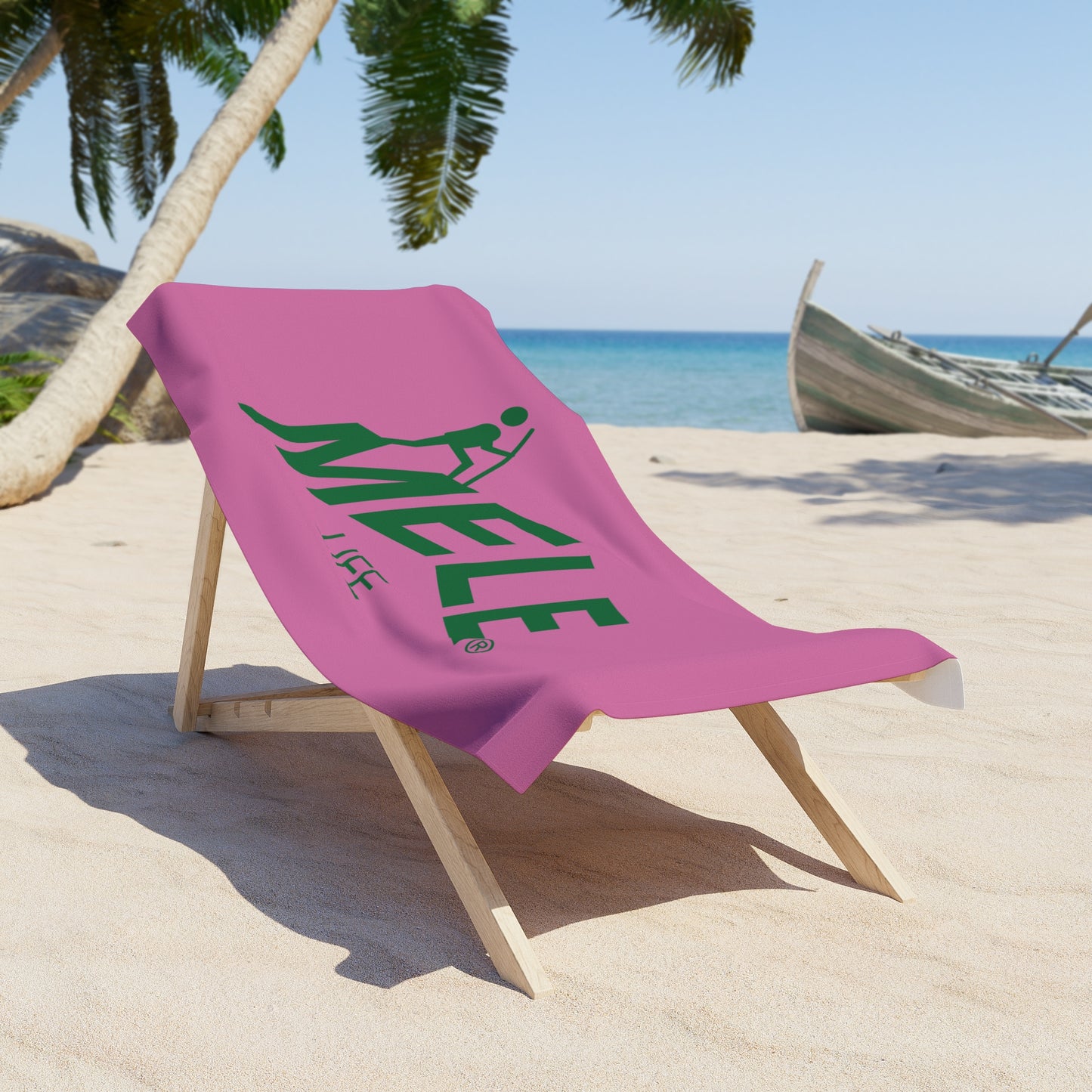 Beach, Bath & Pool Towel - MELE LIFE logo  (pink)