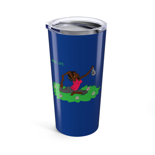 Tumbler (20oz) - Yoga Lady 2  (blue)