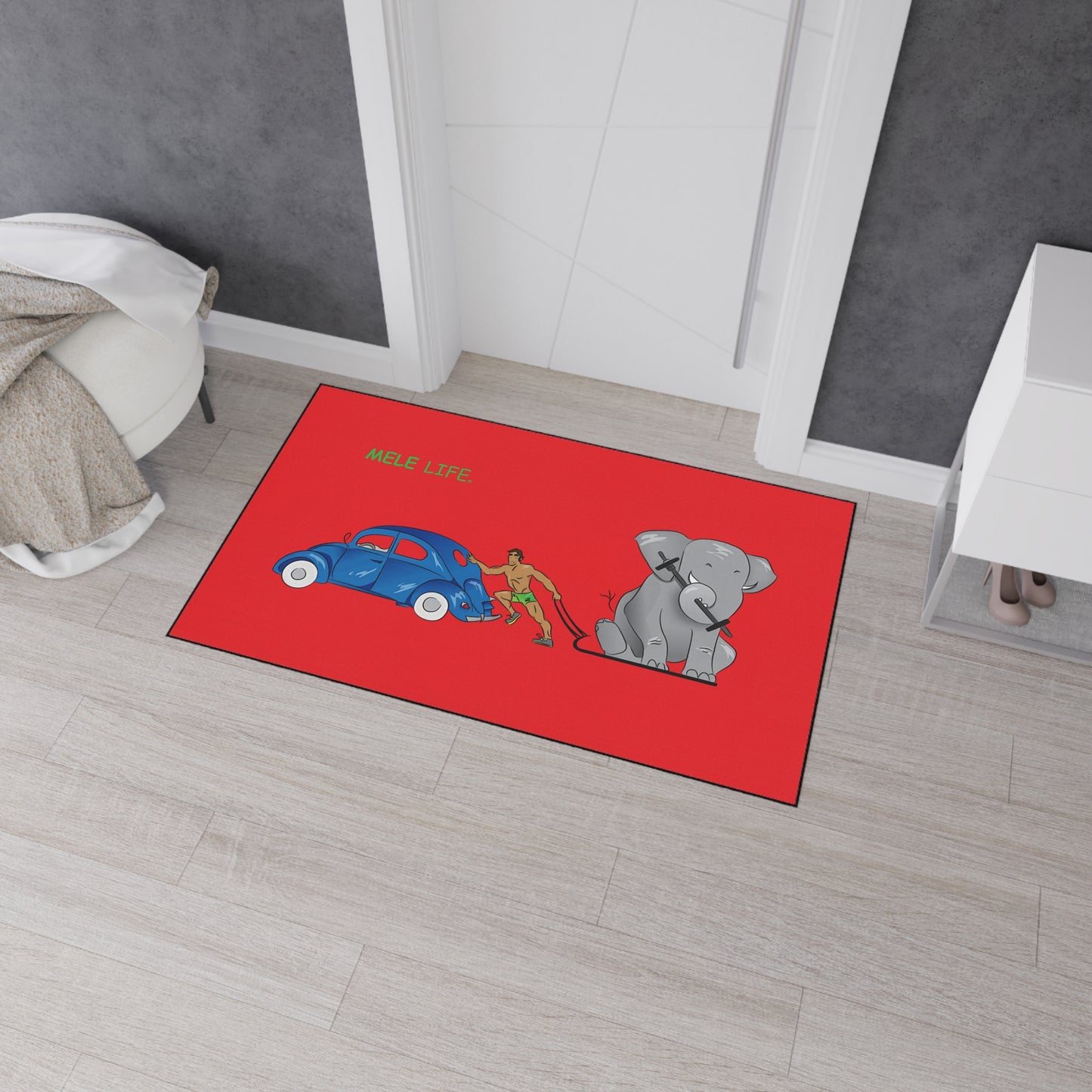 Floor Mat - Strong Brown Man  (red)