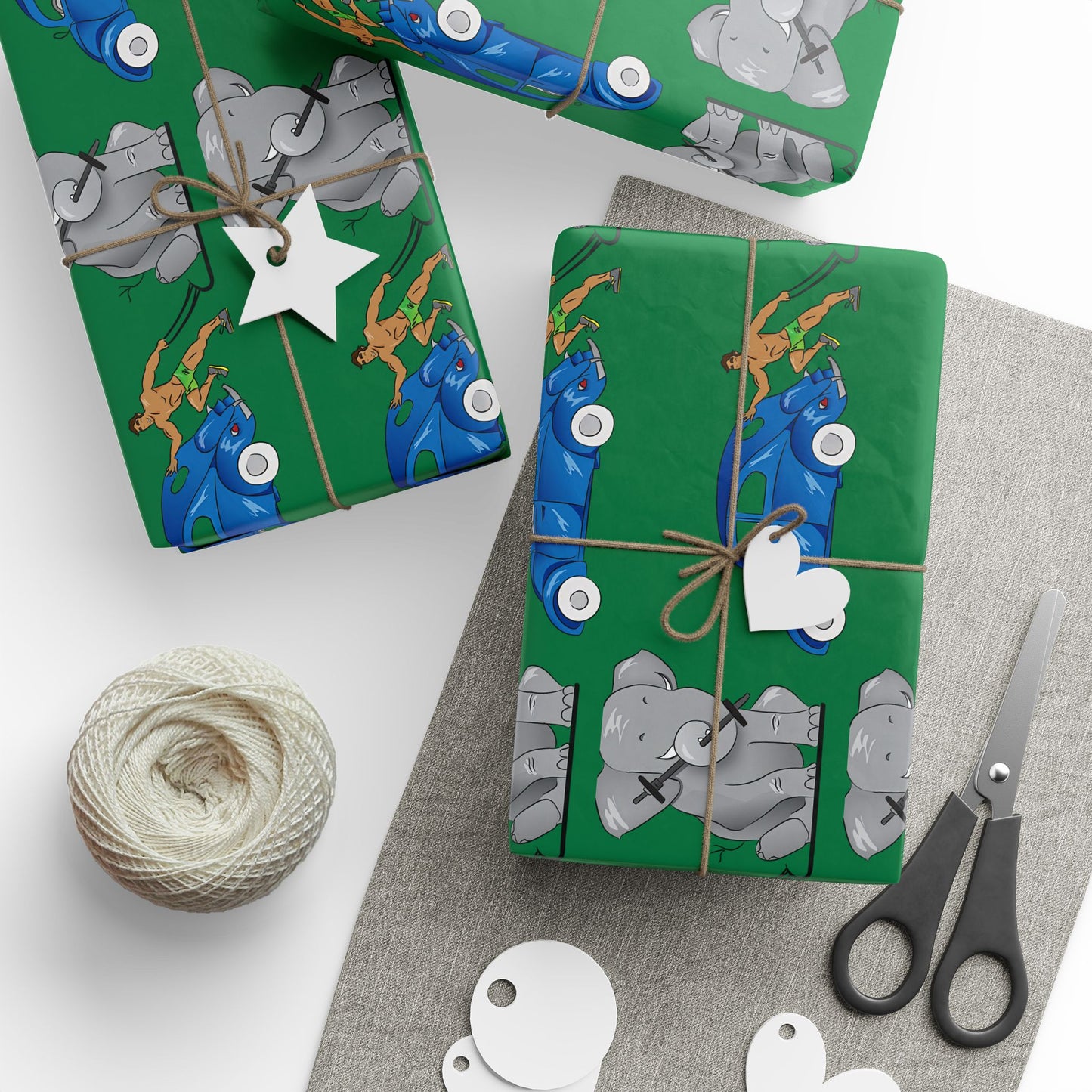 Wrapping Paper - Strong brown man   (green paper)