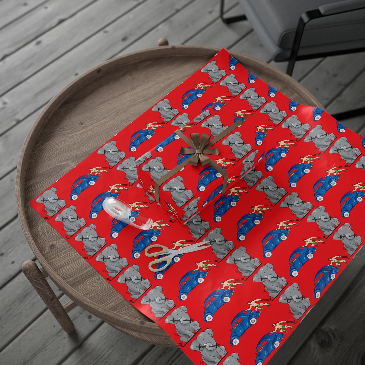 Wrapping Paper - Strong white man   (red paper)