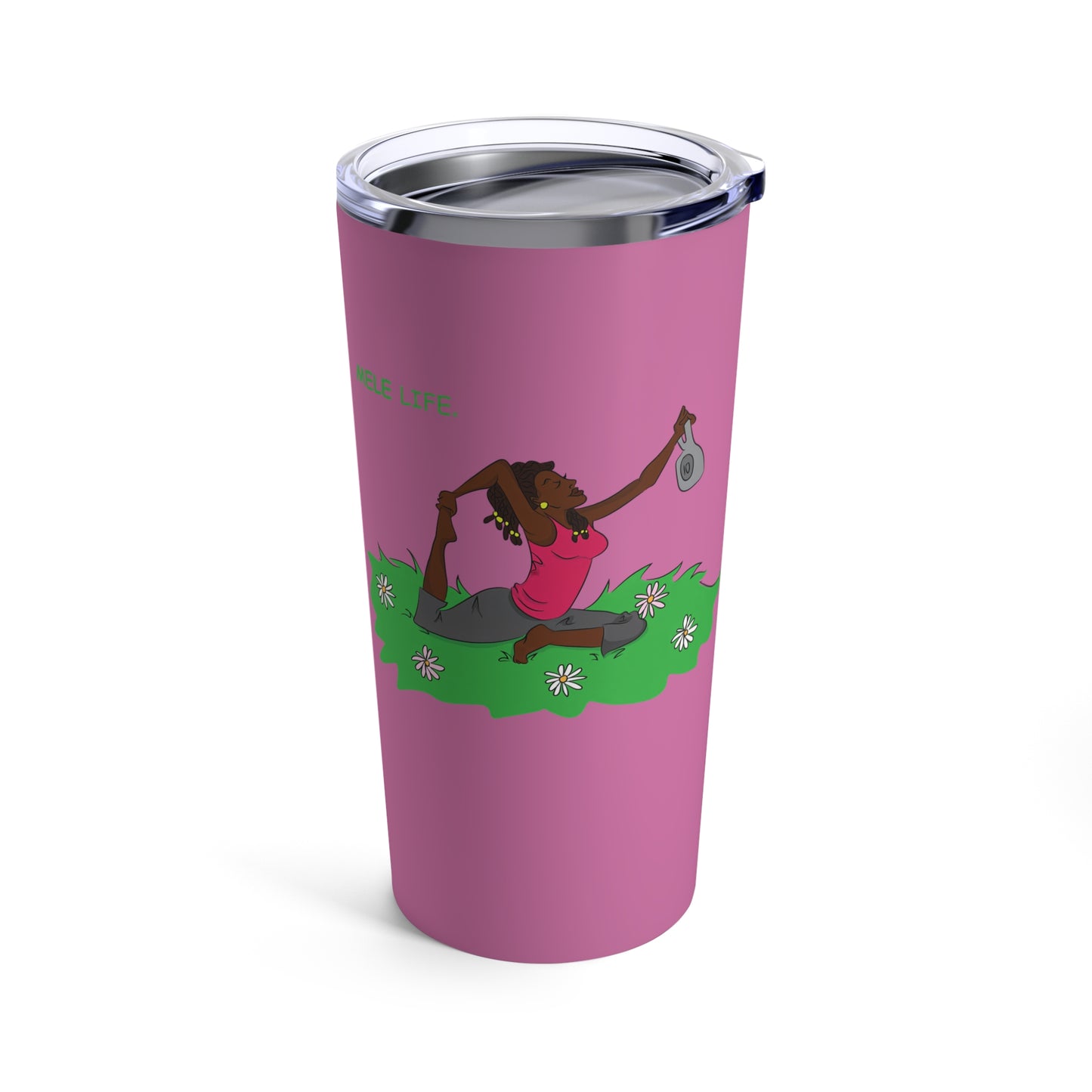 Tumbler 20oz - Yoga Lady2   (pink)