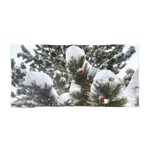 Beach, Bath & Pool Towel - Pine cones with snow