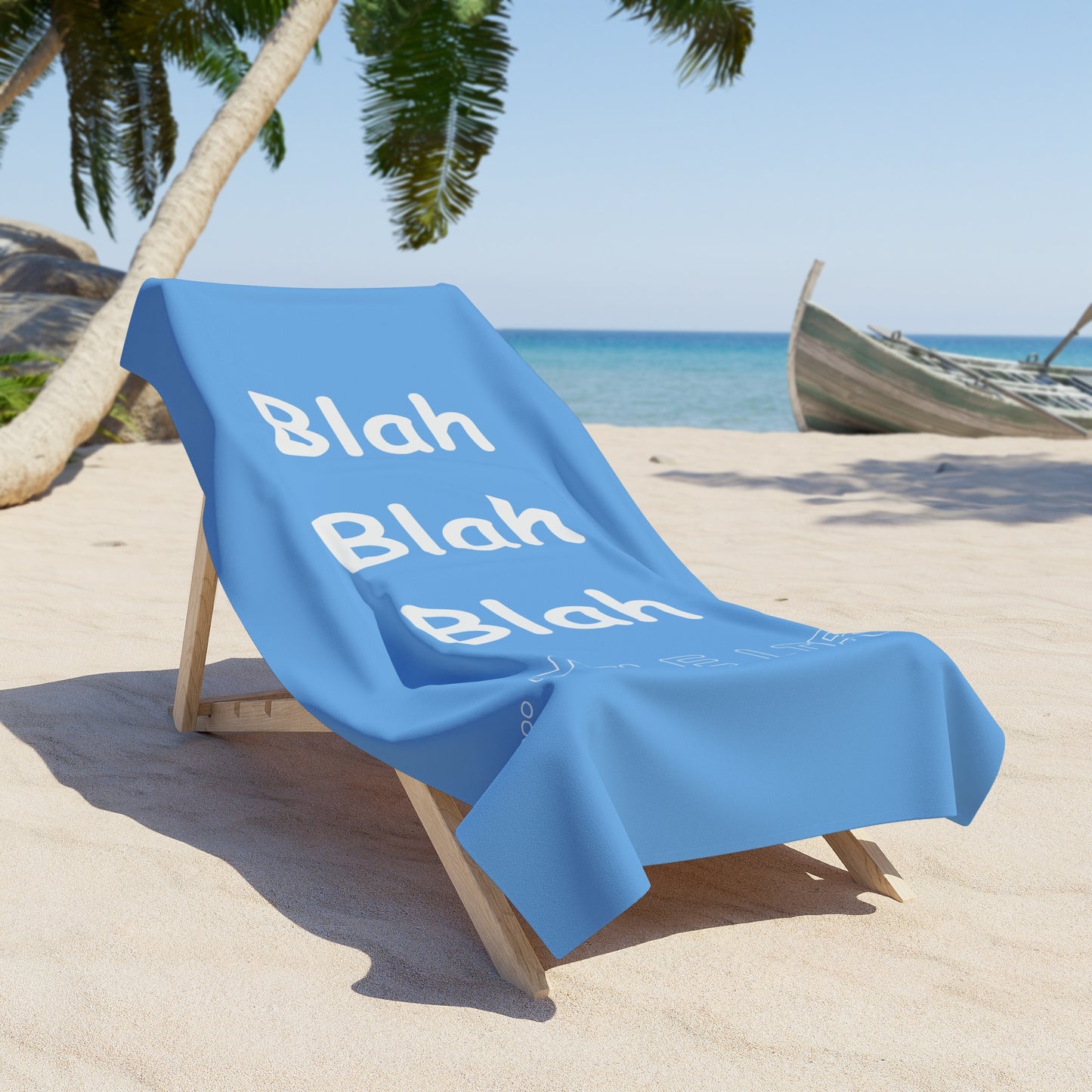 Beach, Bath & Pool Towel - Blah Blah Blah (light blue)