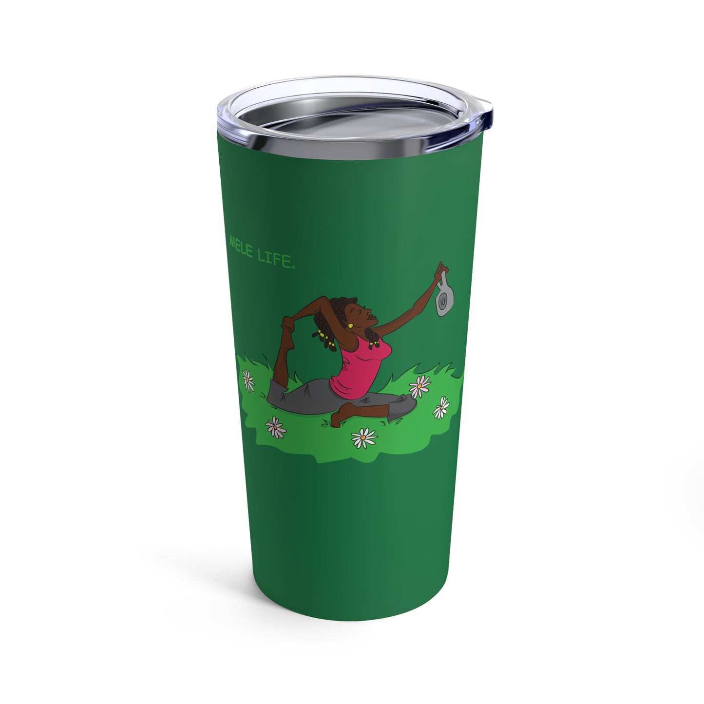 Tumbler 20oz - Yoga Lady2   (green)