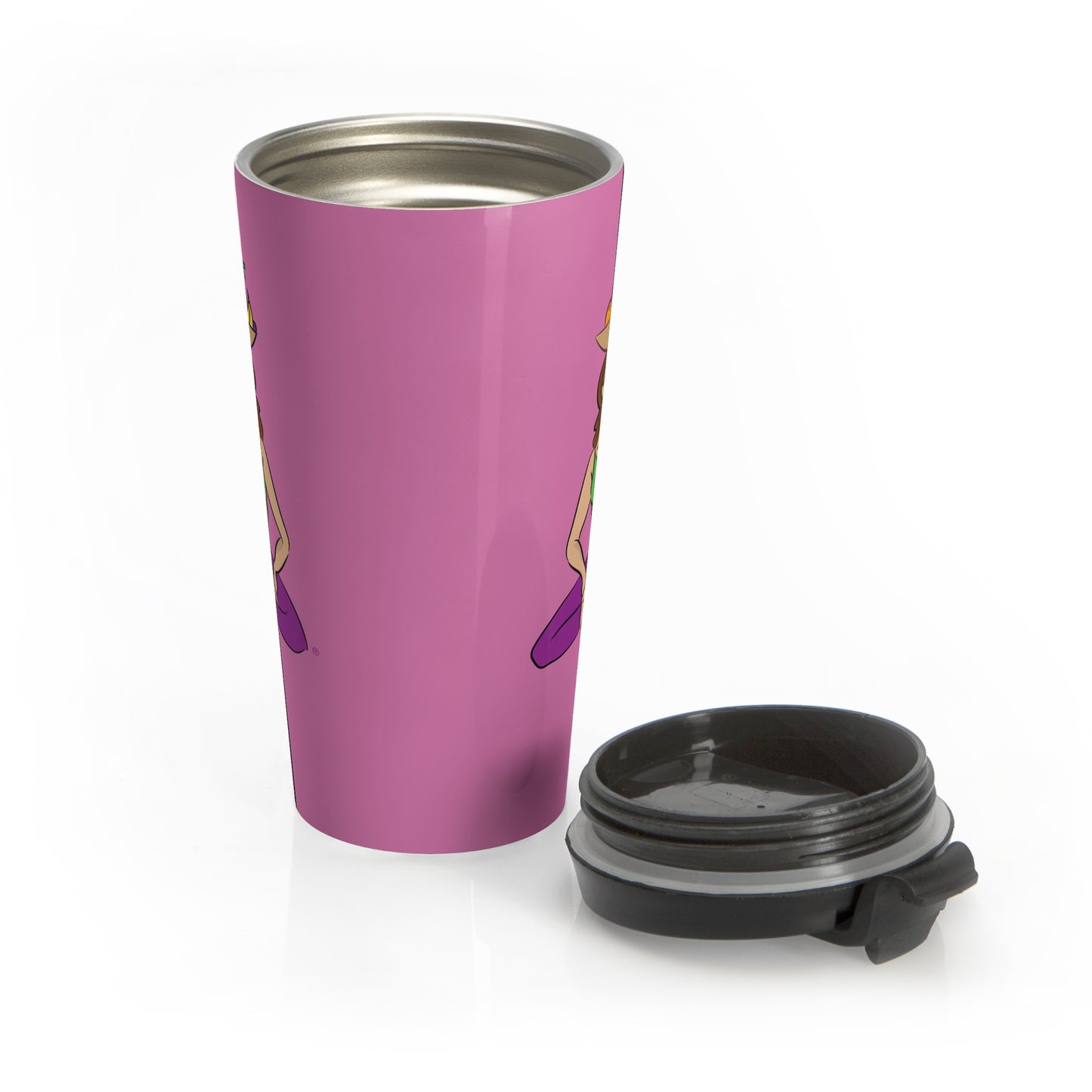 Travel Mug (15oz) - Yoga Lady 1  (pink)