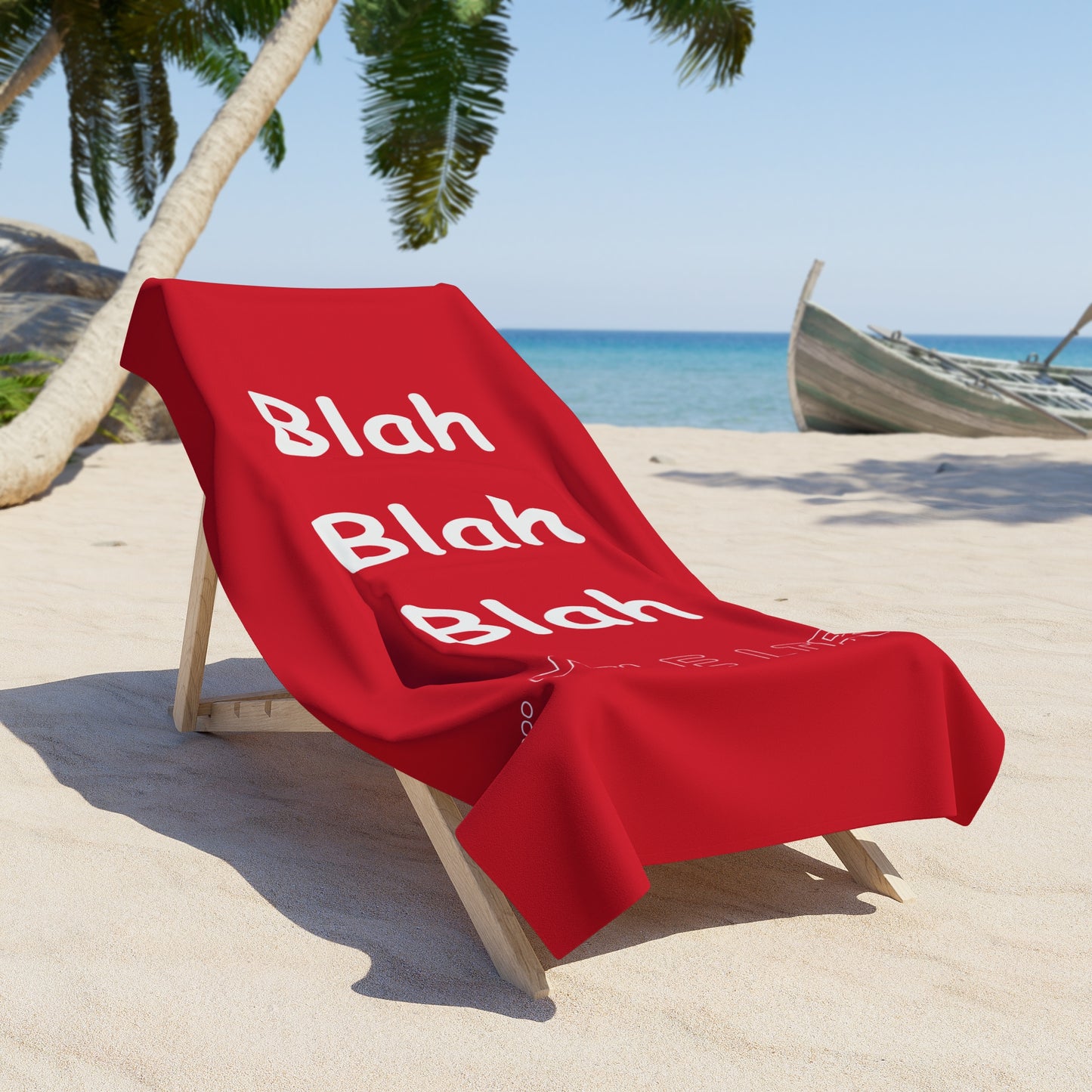 Beach, Bath & Pool Towel - Blah Blah Blah (red)