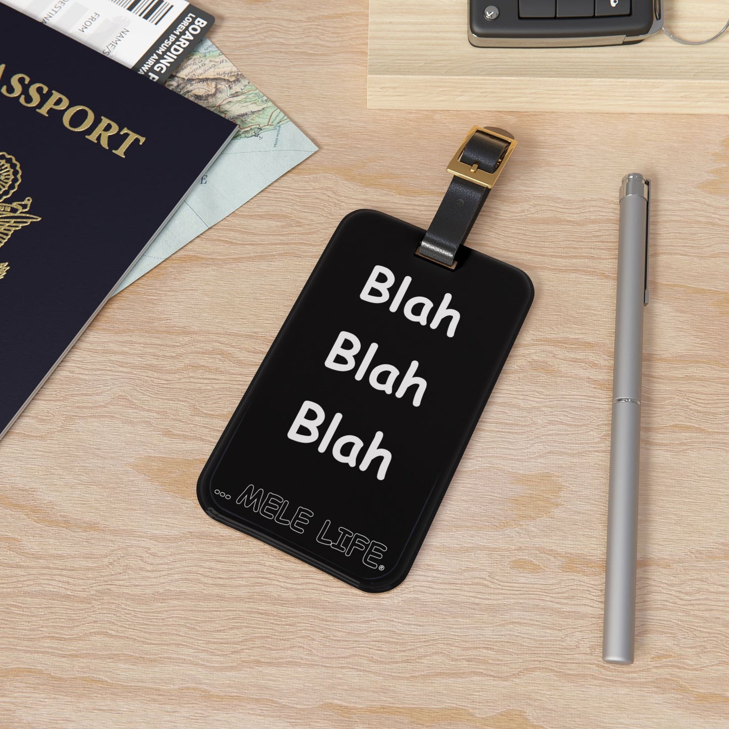 Luggage Tag - Blah Blah Blah  (black)