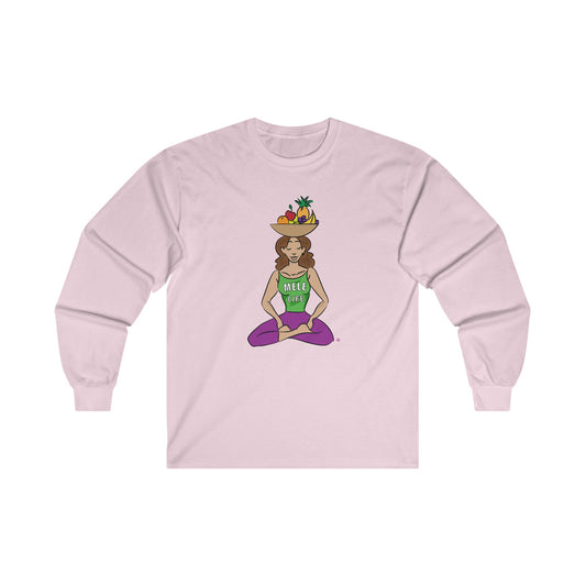 Long Sleeve Tee (unisex) - Yoga Lady 1 (purple lettering)