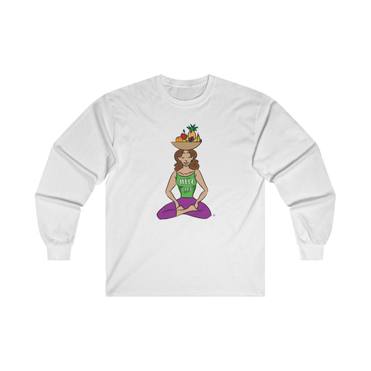 Long Sleeve Tee (unisex) - Yoga Lady 1 (purple lettering)