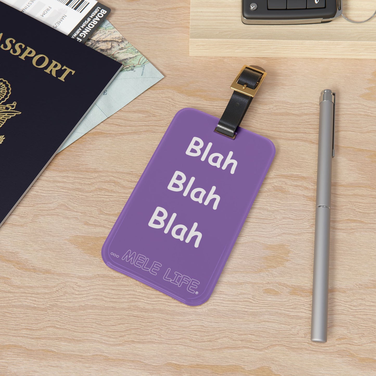 Luggage Tag - Blah Blah Blah  (purple)