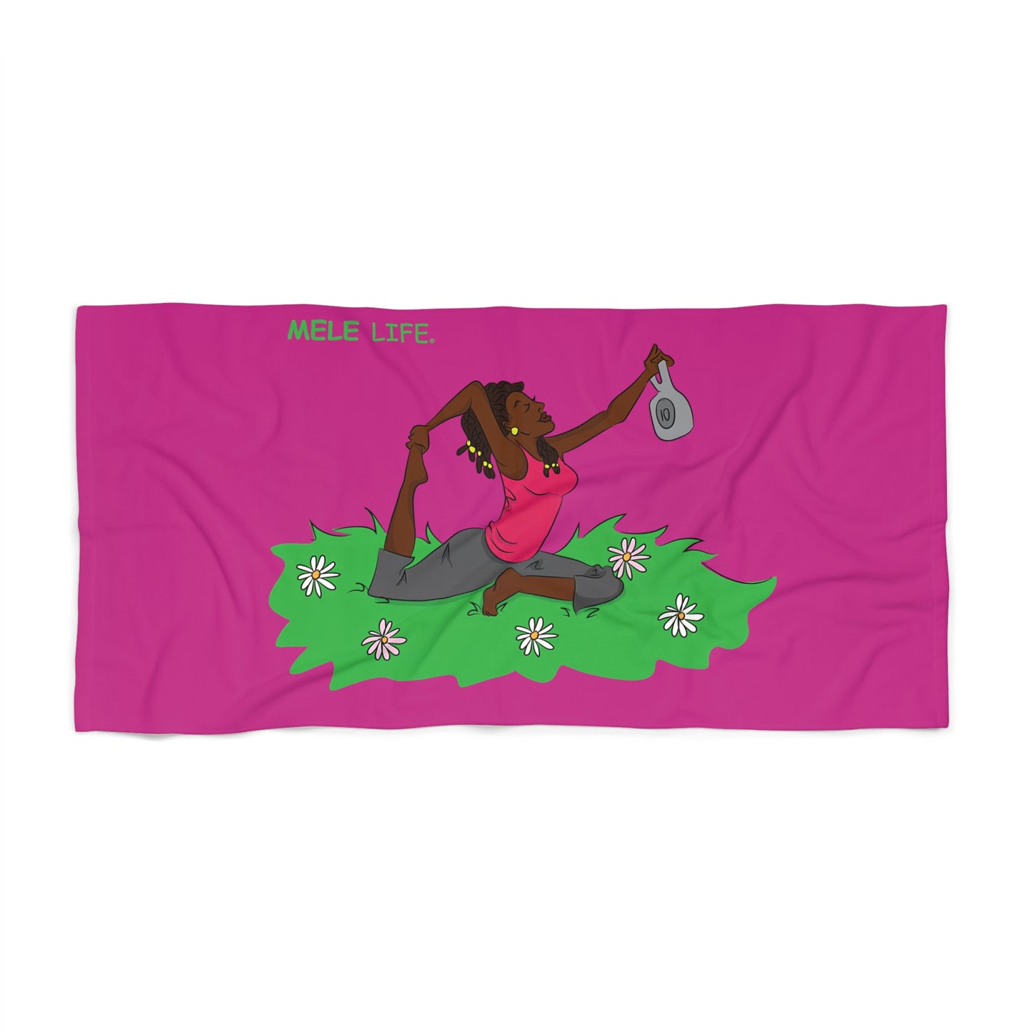 Beach, Bath & Pool Towel - Yoga Lady2  (pink)