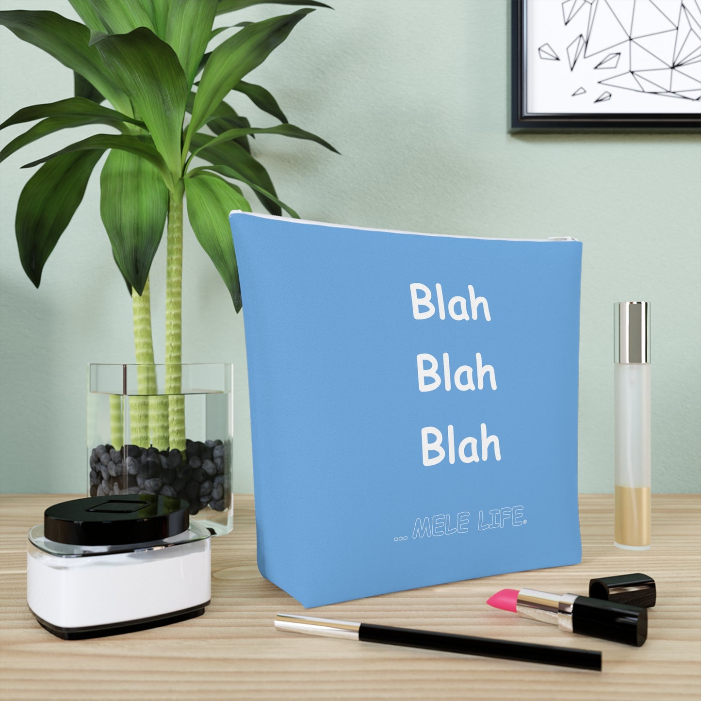 Cosmetic Bag - Blah Blah Blah   (light blue)