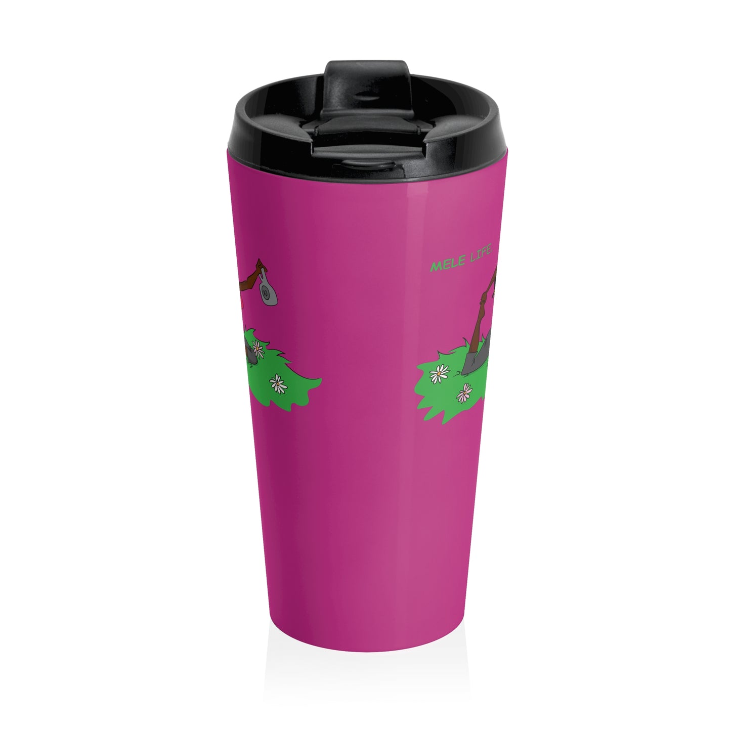Travel Mug (15oz) - Yoga Lady 2  (pink)