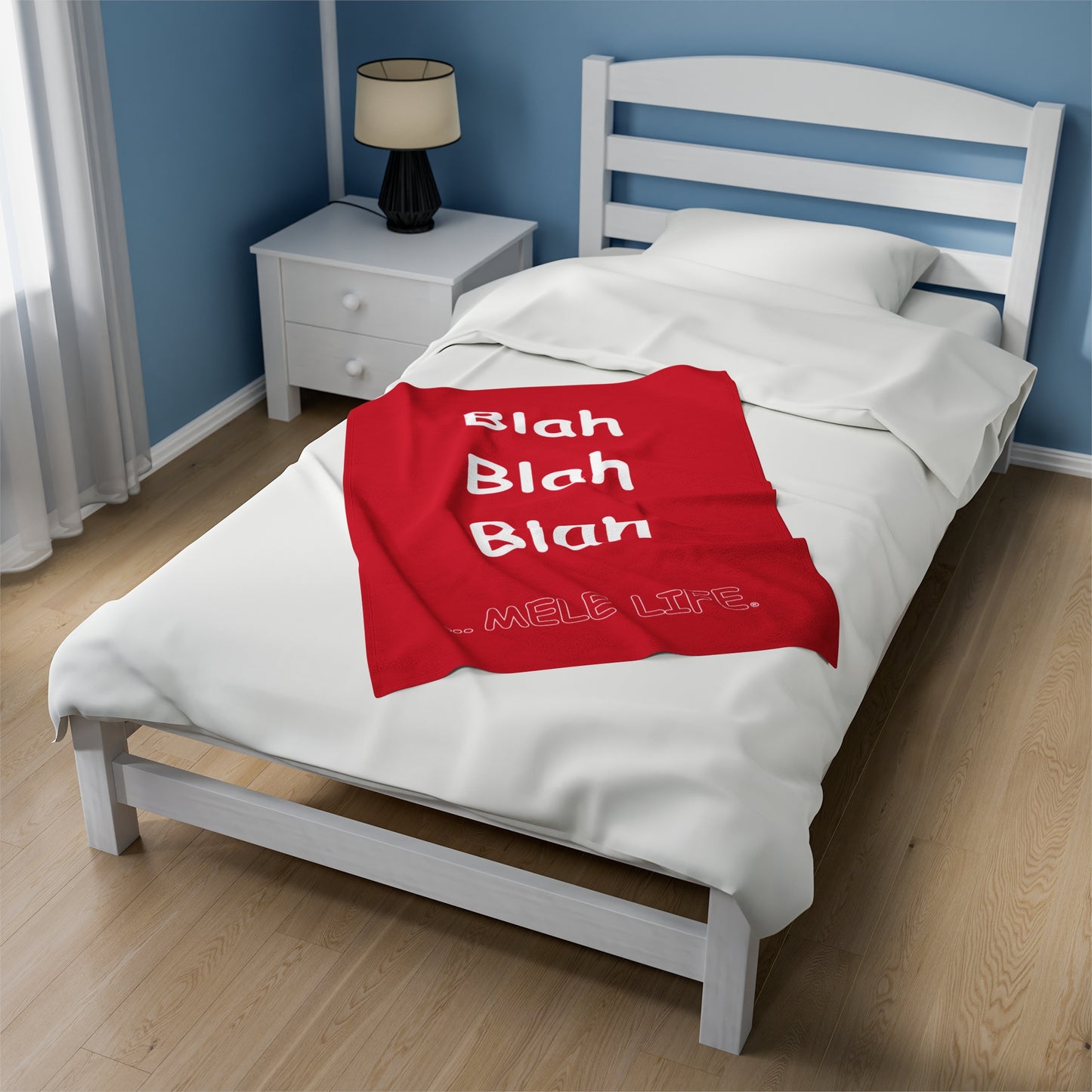 Blanket Velveteen Plush - Blah Blah Blah  (red)