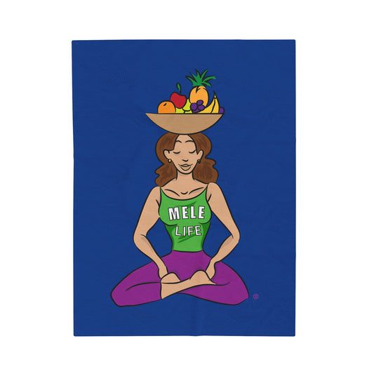 Blanket Velveteen Plush - Yoga Lady 1  (blue)