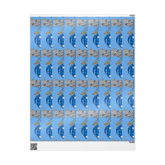 Wrapping Paper - Strong brown man   (blue paper)