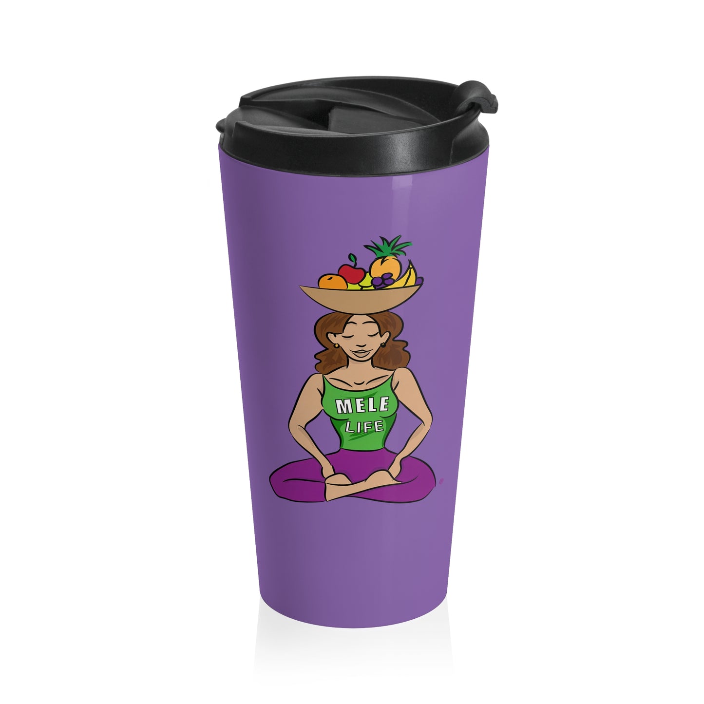 Travel Mug (15oz) - Yoga Lady 1  (purple)