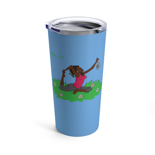 Tumbler 20oz - Yoga Lady2   (light blue)