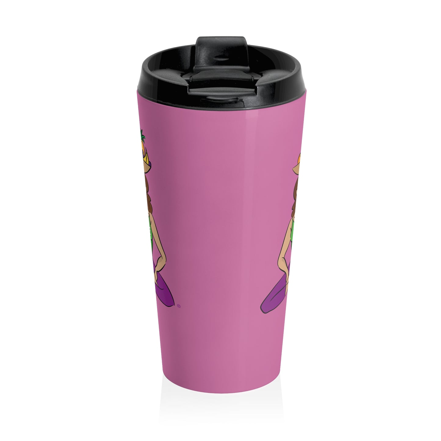 Travel Mug (15oz) - Yoga Lady 1  (pink)