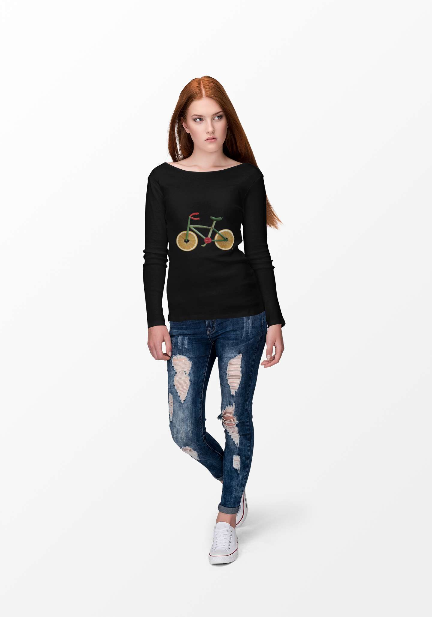 Long Sleeve Tee (Unisex) - Veggie Bike  (white text)