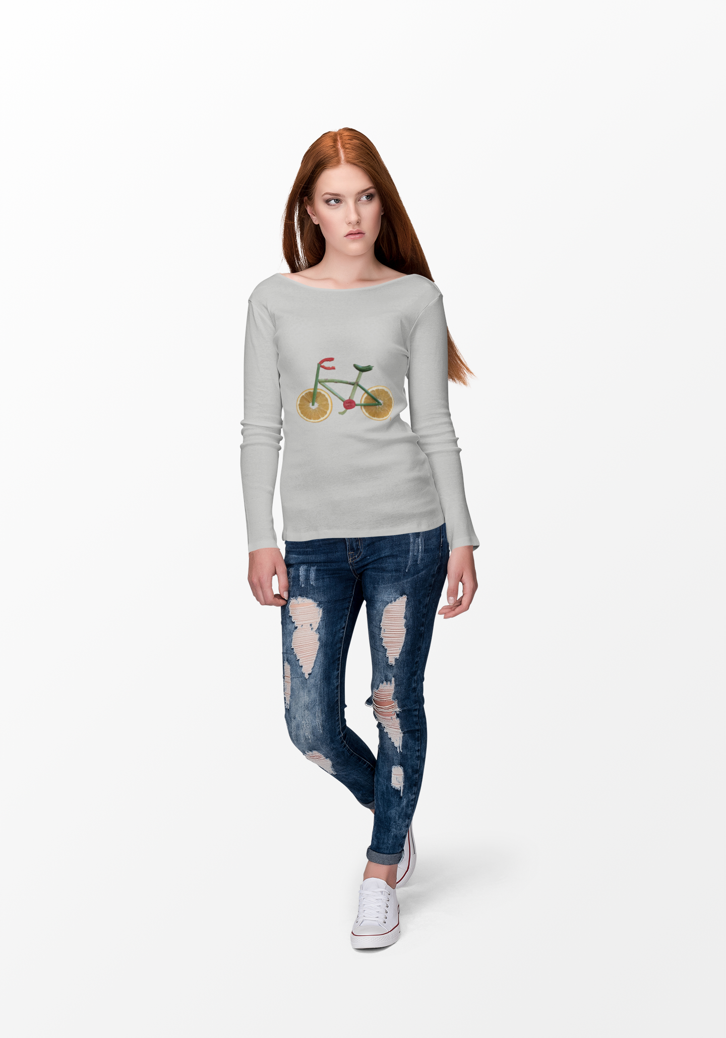 Long Sleeve Tee (Unisex) - Veggie Bike  (green text)