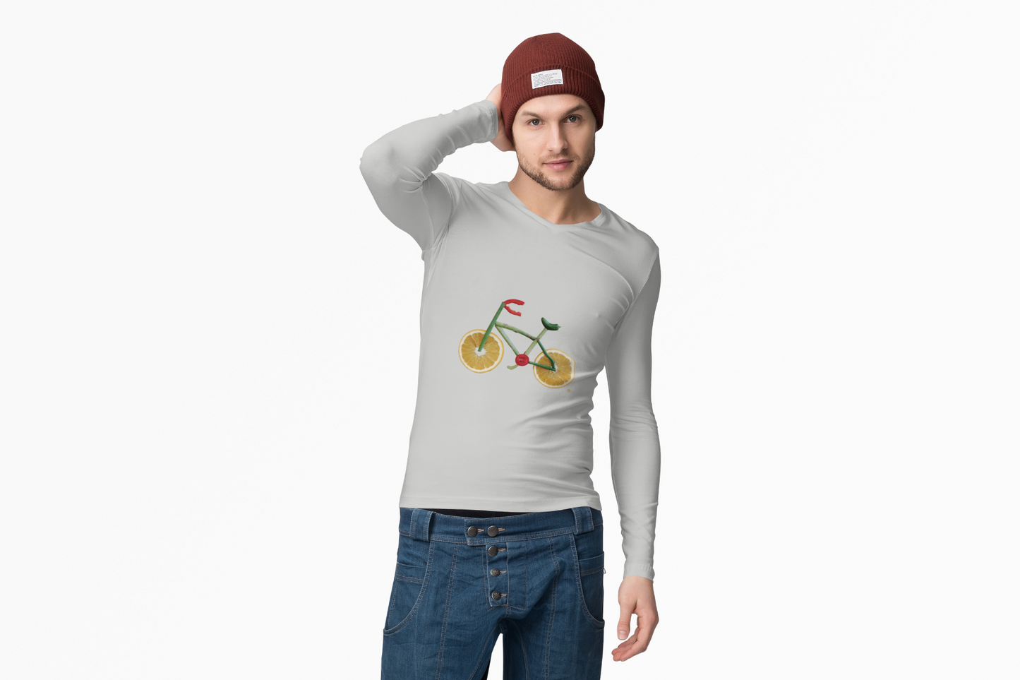 Long Sleeve Tee (Unisex) - Veggie Bike  (green text)