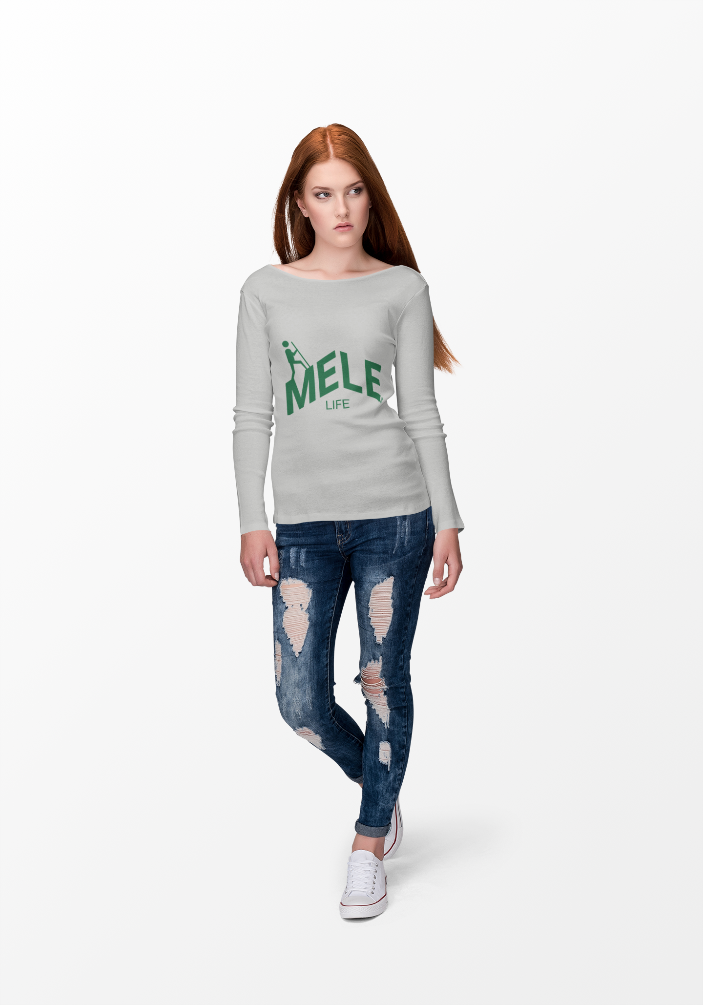 Long Sleeve Tee (Unisex) - MELE LIFE logo  (green text)