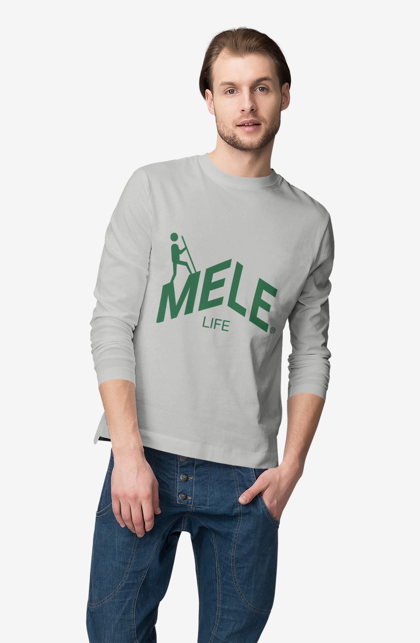 Long Sleeve Tee (Unisex) - MELE LIFE logo  (green text)