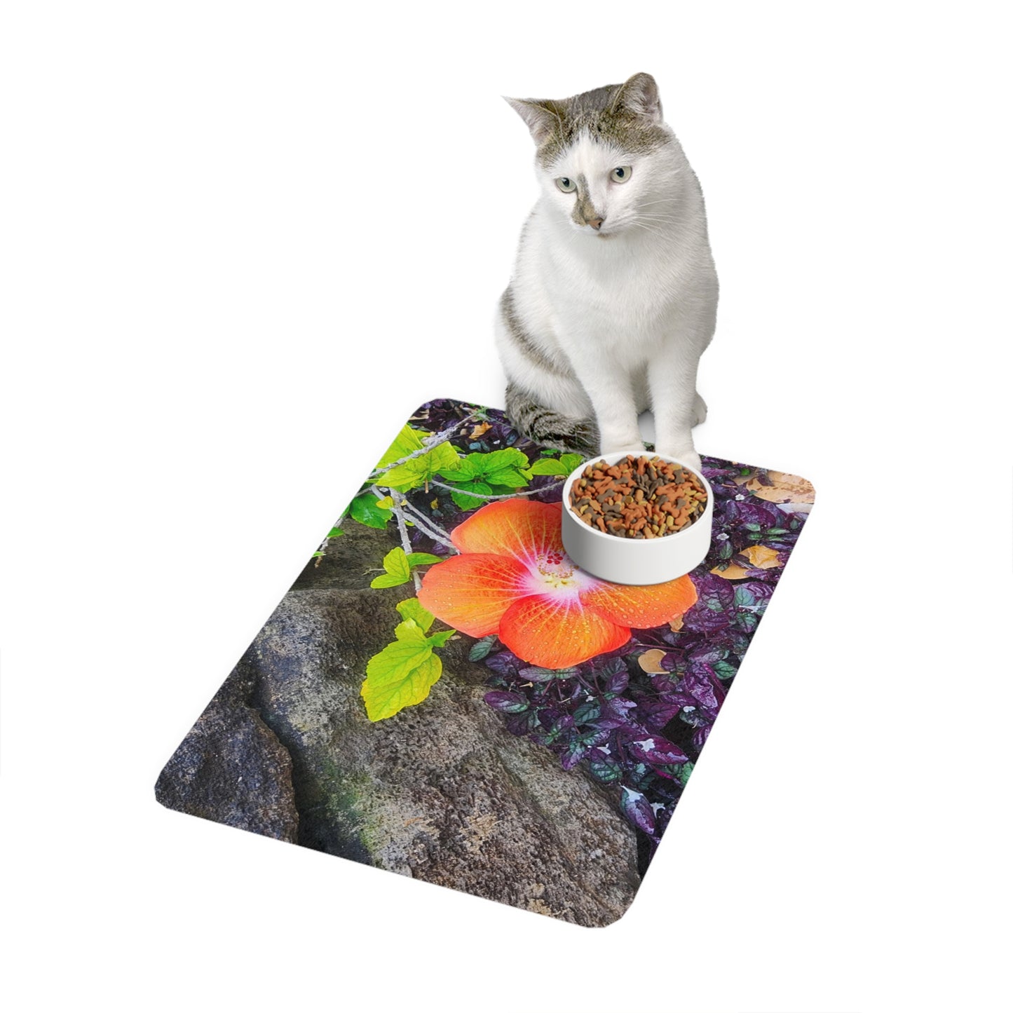 Dog Food Mat - Hawaiian Hibiscus Flower