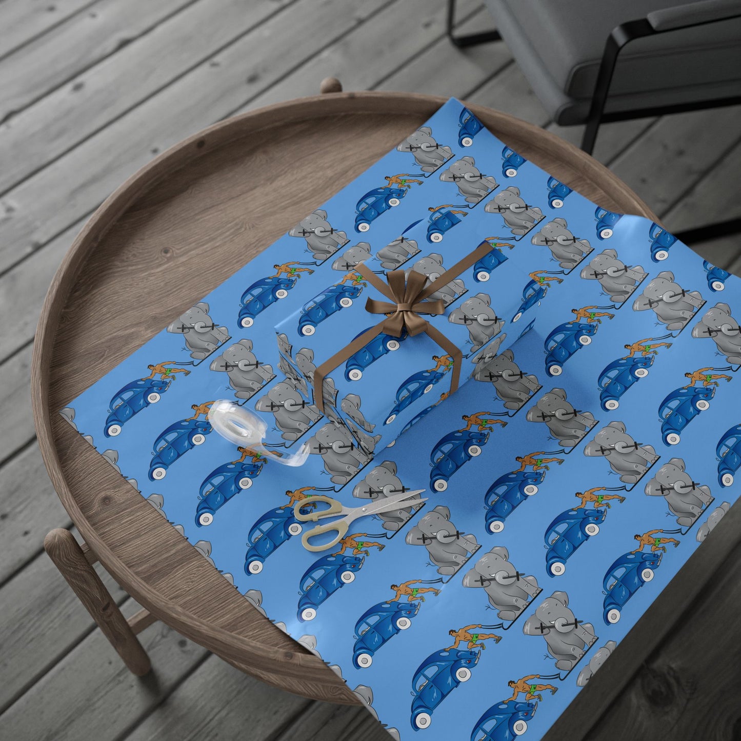 Wrapping Paper - Strong brown man   (blue paper)